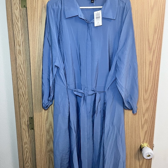 torrid Dresses & Skirts - torrid Dusty Blue Long Sleeve Shirt Dress with Tie Waist